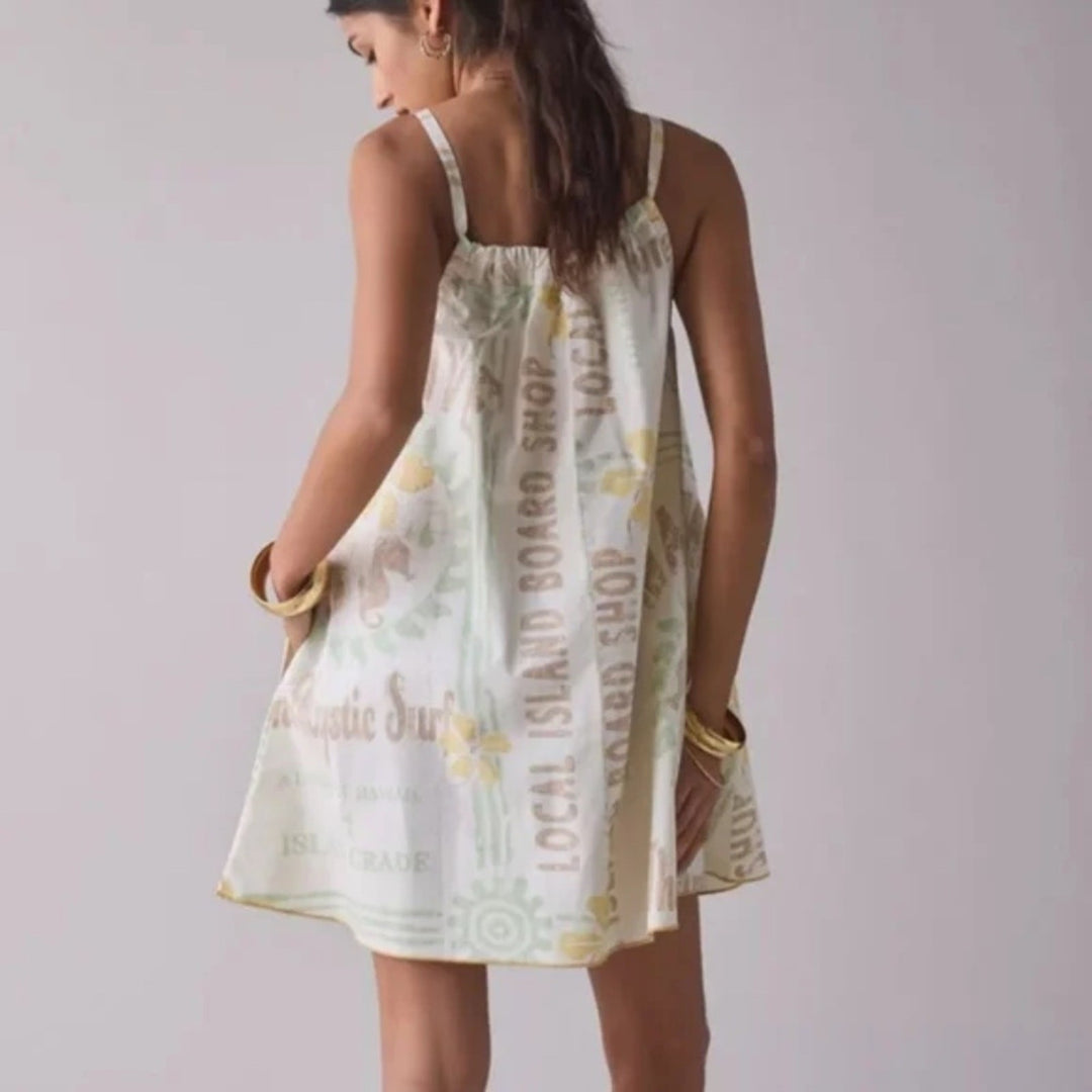 BDG Eva Tie-Front Ruched Strap Trapeze Mini Dress Size XS