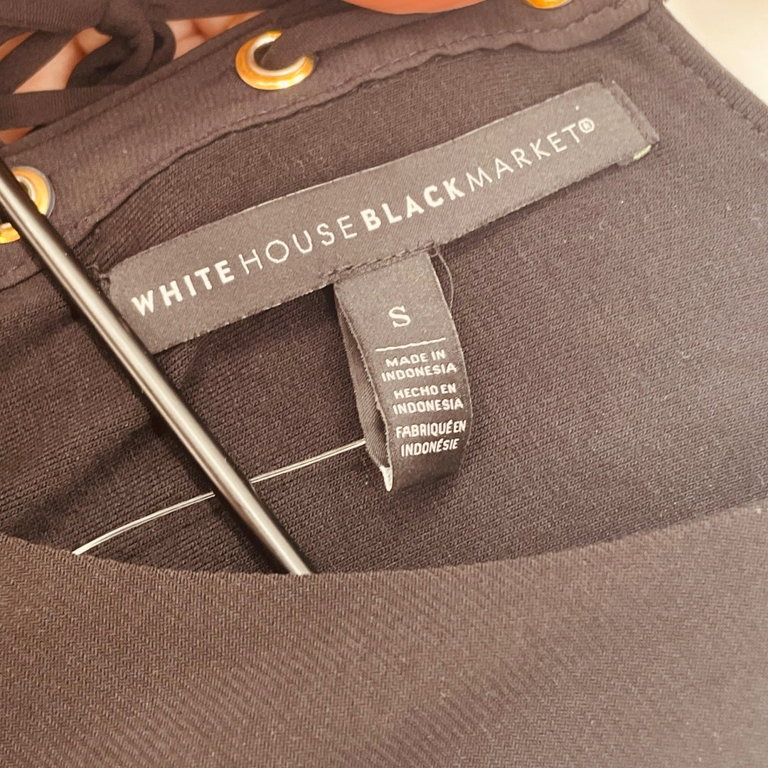 White House Black Market Black Lace Up Midi Dress Size S