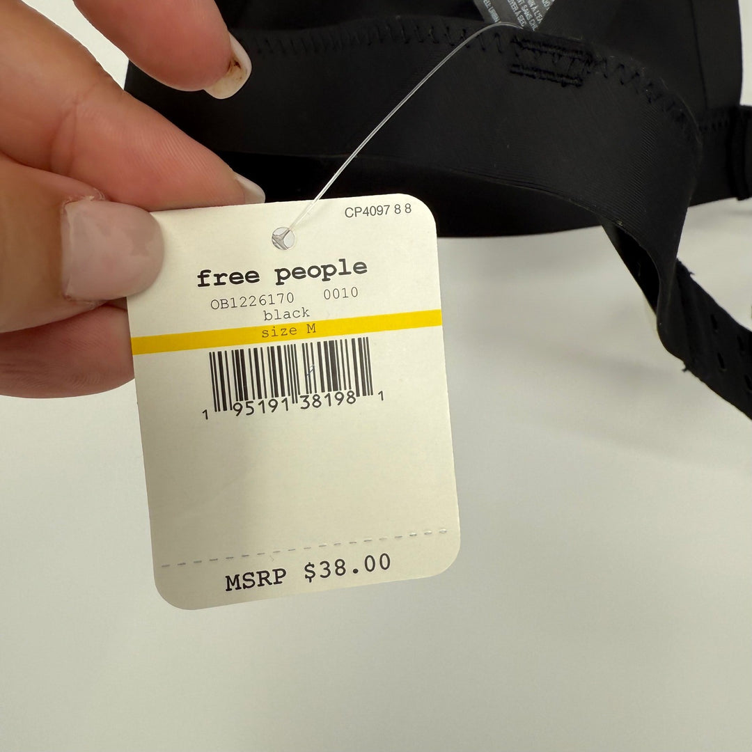 Free People Black Criss Cross Ring Detail Triangle Bralette Top