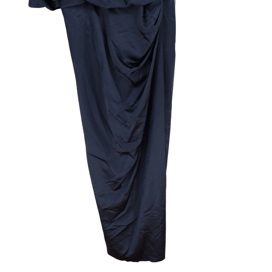 After Six Asymmetrical Off-The-Shoulder Pleated Satin Maxi Dress Size XXL