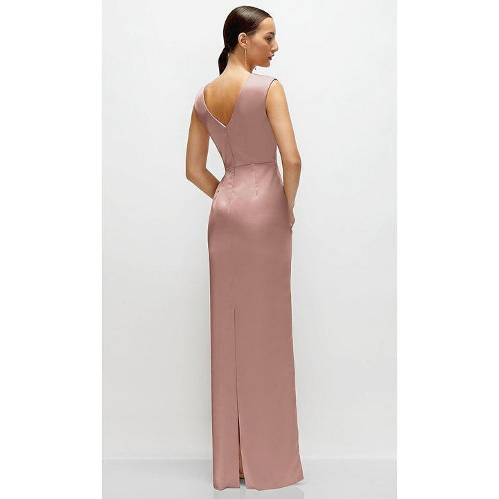 AFTER SIX High Neck Sleeveless Cap Shoulder Satin Maxi Dress In Neu Nude Size S