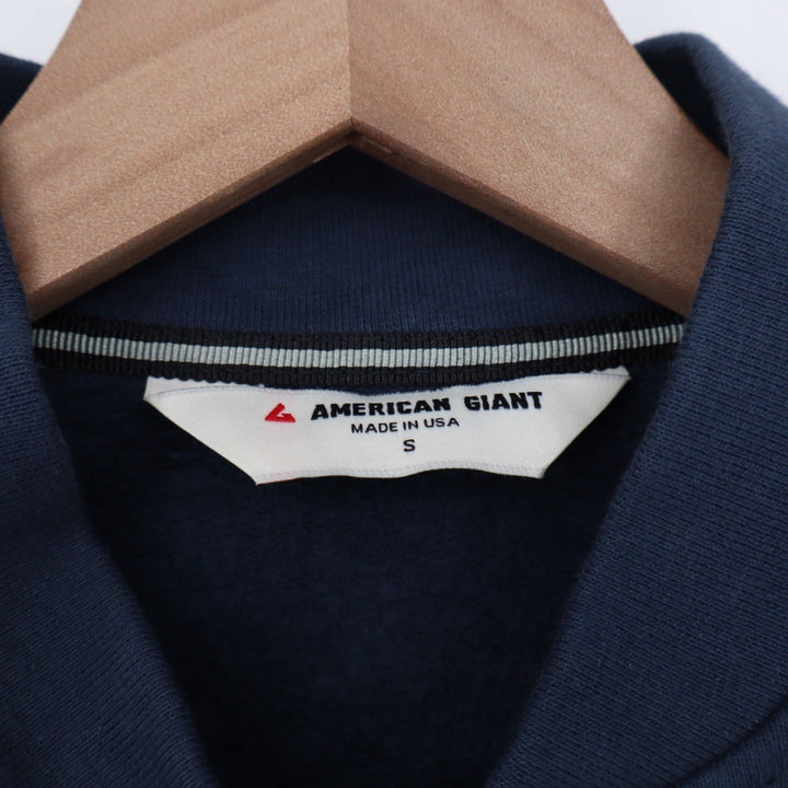 American Giant Bomber Jacket Navy Blue Full Zip Cotton Made USA Size S