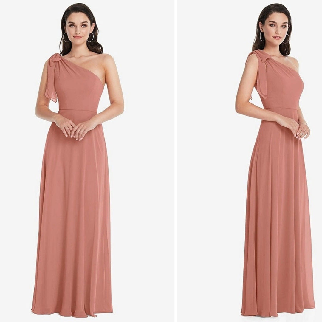 After Six Draped One-Shoulder Maxi Dress With Scarf Bow Size 2