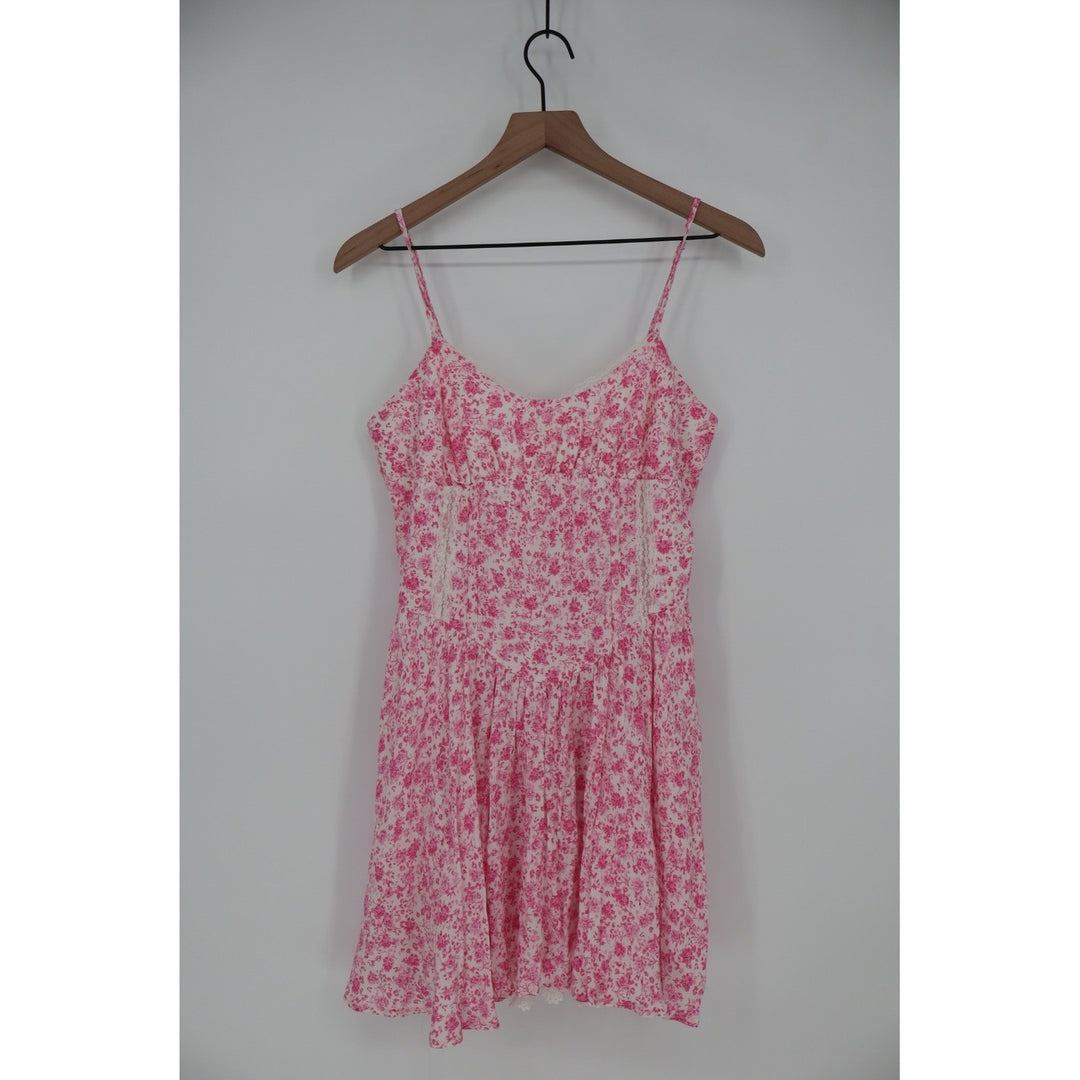 Sky to Moon Pink Floral Lace Trim Cami Dress Size L