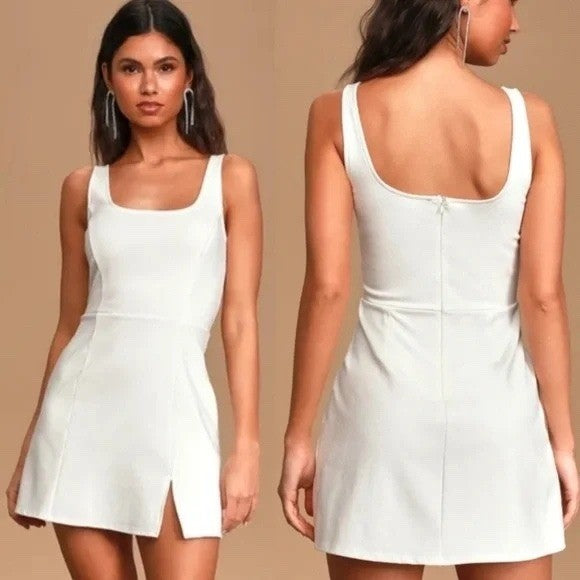 Lulus Always Admired White Sleeveless Mini Dress Size M