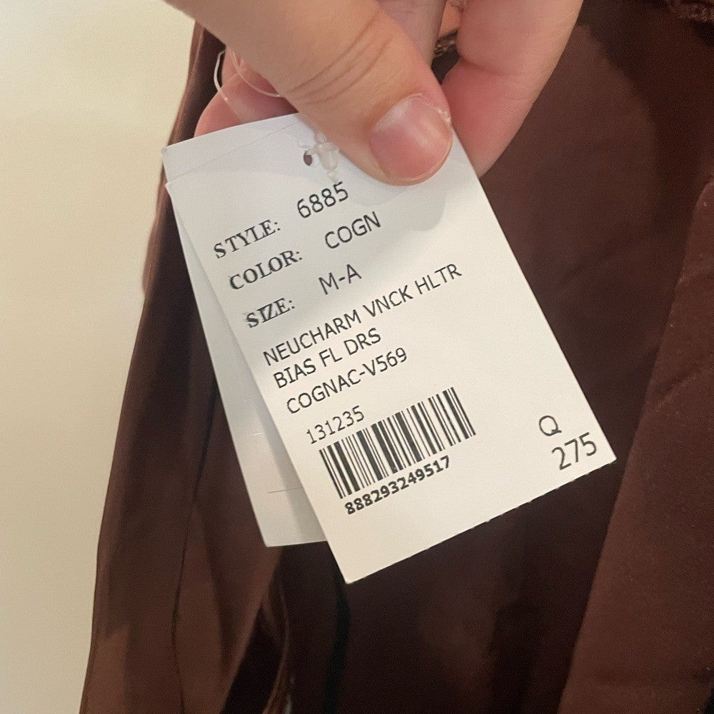 After Six Plunge Halter Open-Back Maxi Bias Dress Size M