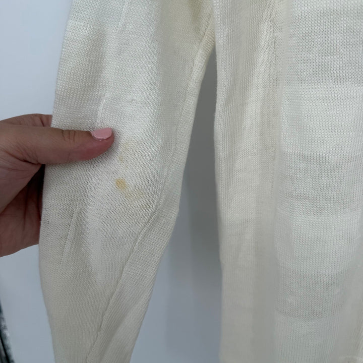 Vince Cream Striped Lightweight Linen Blend Sweater Size S