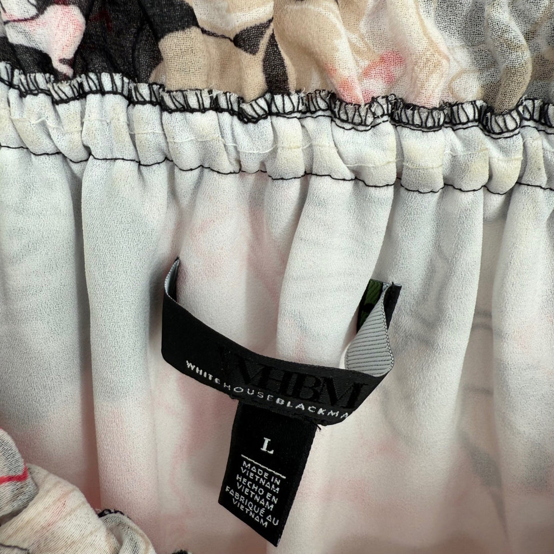 White House Black Market Off The Shoulder Floral Smocked Blouse Top Size L