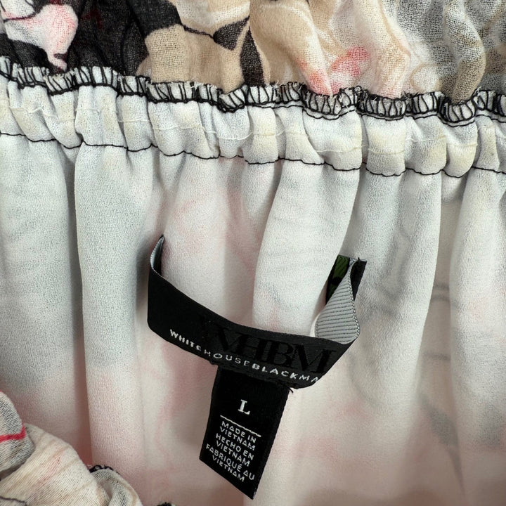 White House Black Market Off The Shoulder Floral Smocked Blouse Top Size L