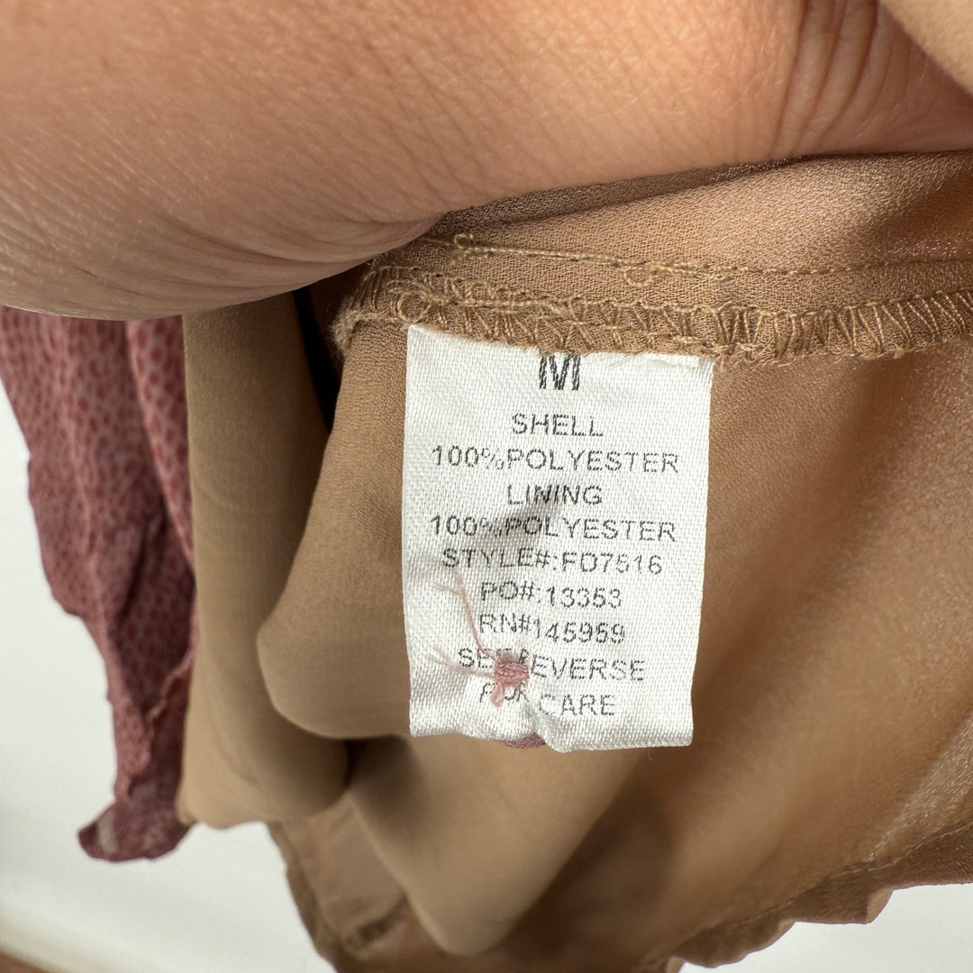 Olivia Grey Dress Animal Print Ruffle Mock Neck Sleeveless Mini Size M