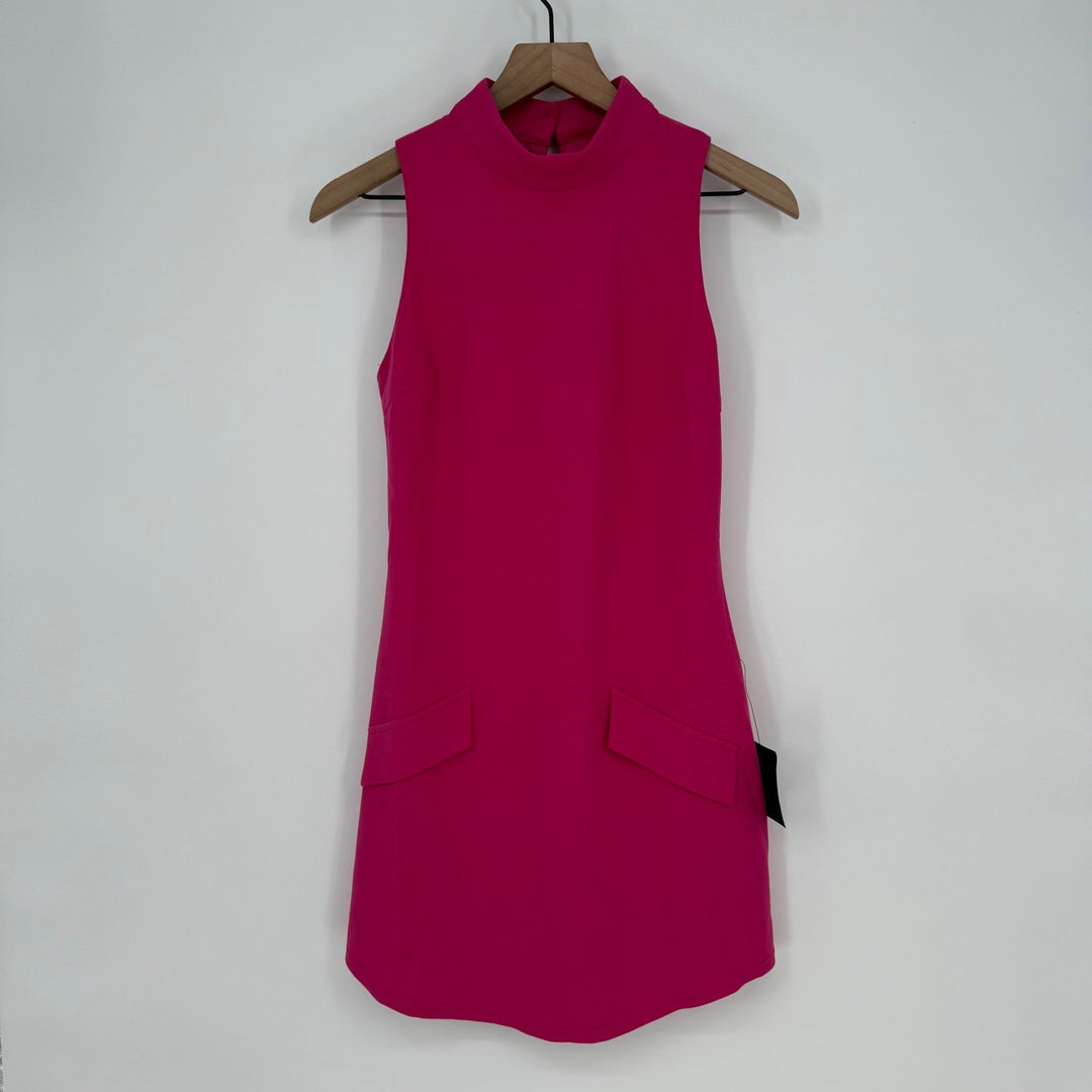 Lulus Eye-Catching Charm Hot Pink Mock Neck Sleeveless Mini Dress Size S