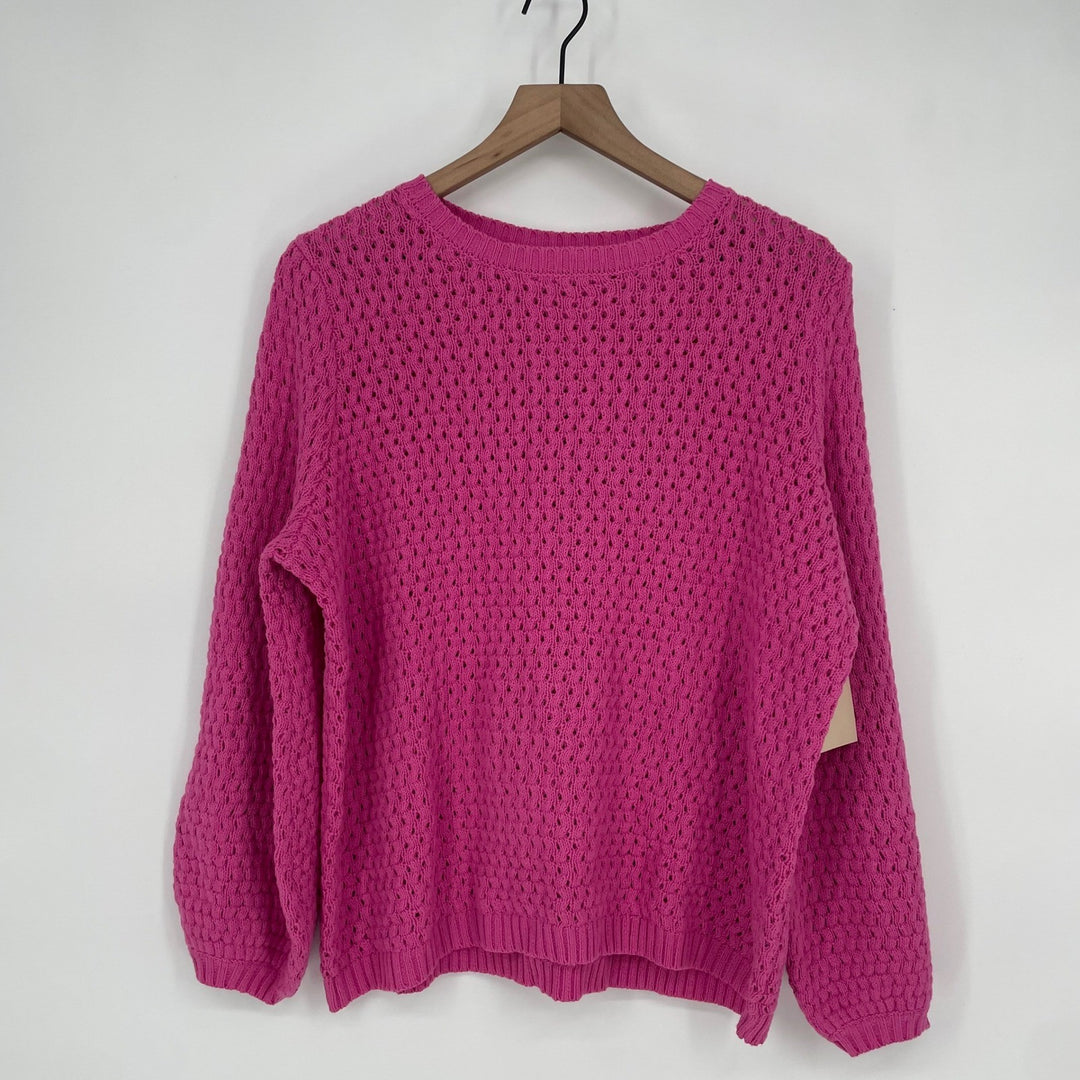 14th & Union Pink Cable Knit Crew Neck Long Sleeve Sweater Top Size L