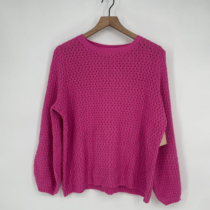 14th & Union Pink Cable Knit Crew Neck Long Sleeve Sweater Top Size L