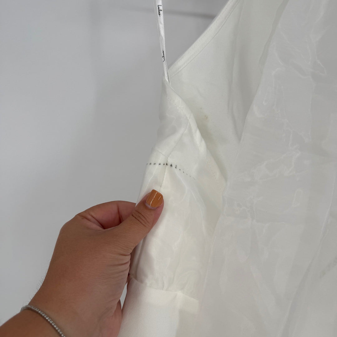Lulus Simply Magnificent White Organza Halter Backless Mini Dress Size S
