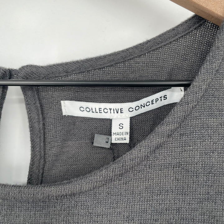 Collective Concepts Gray Knit Fit Flare Dress With Keyhole Back Size S