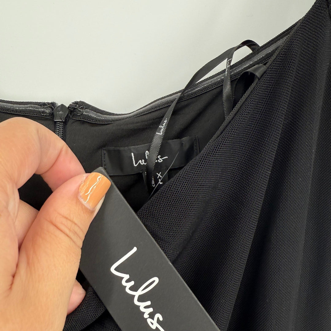 Lulus Faizah Black Mesh Off-The-Shoulder Mermaid Maxi Dress Size XL