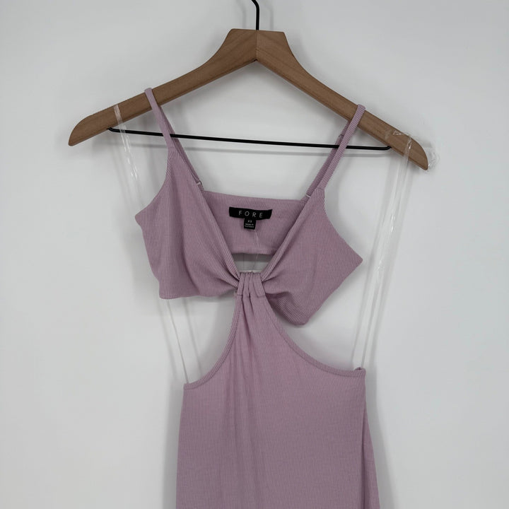 FORE Lilac Cutout Midi Dress, Ribbed Bodycon Dress, Sleeveless XS