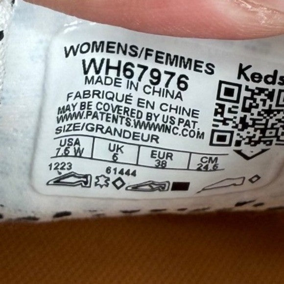 Keds Cream Leather Sneakers with Orange Stripe & Leopard Print Accent