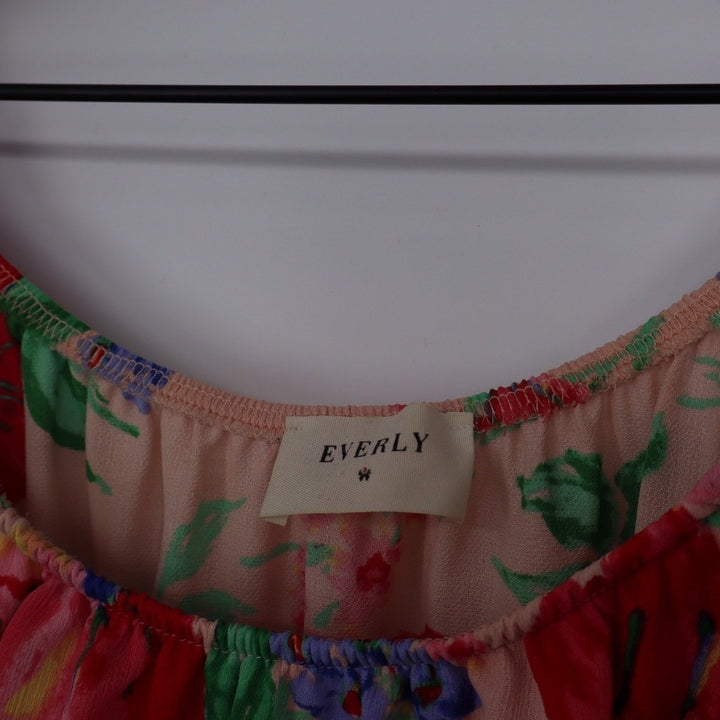 Everly Floral Ruffle Off Shoulder Dress Peach Red Blue Size L