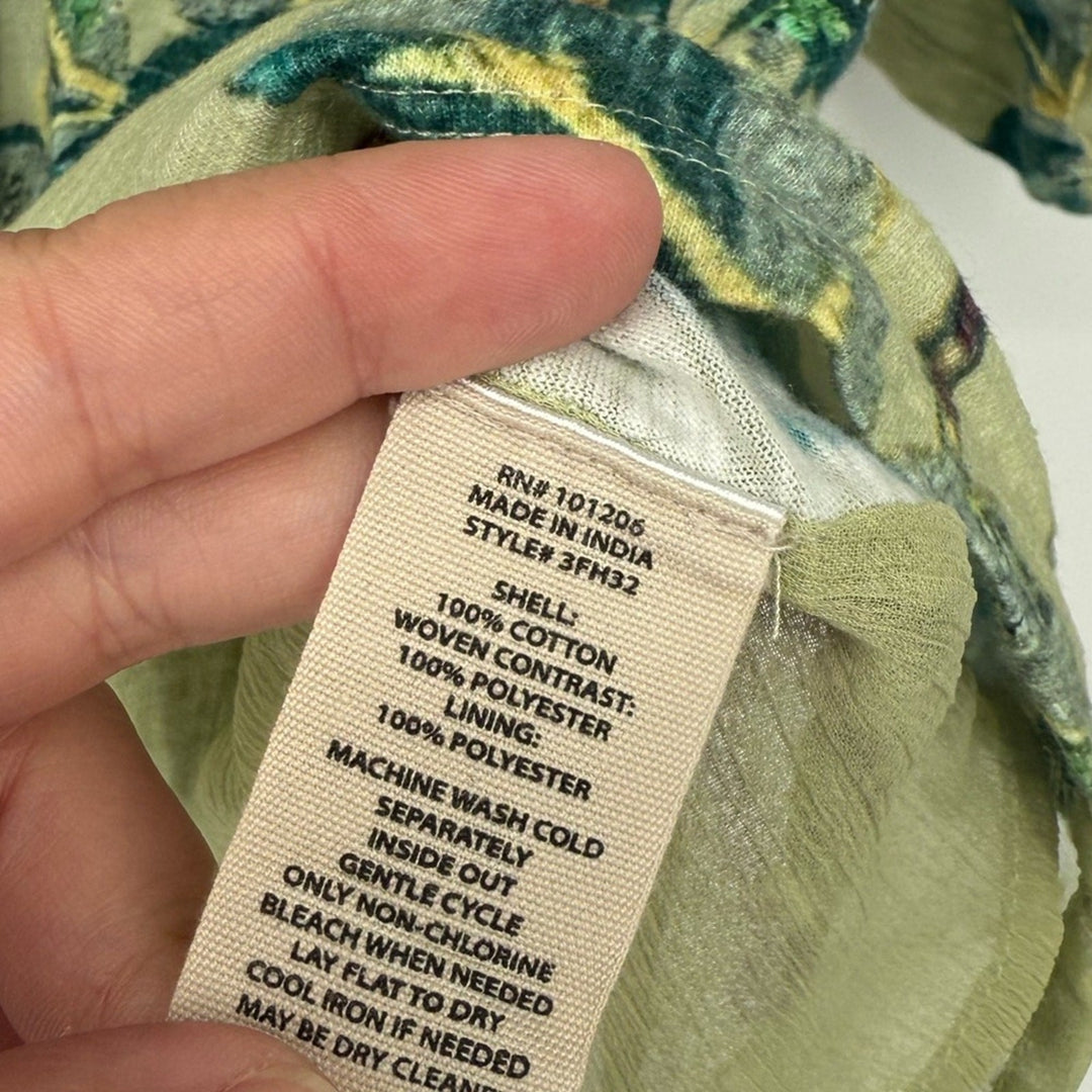Soft Surroundings Elana Green Tropical Floral Button Tunic Top Size PL