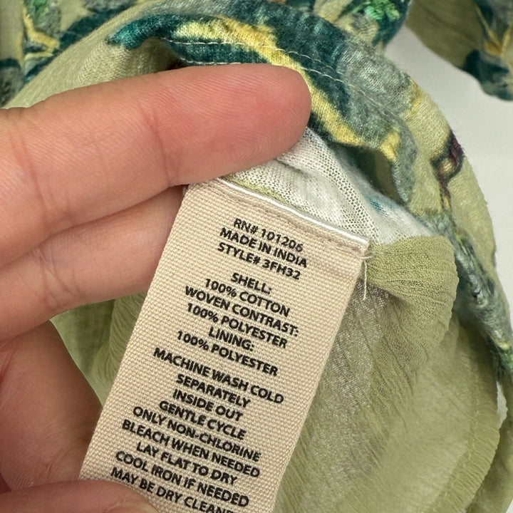 Soft Surroundings Elana Green Tropical Floral Button Tunic Top Size PL