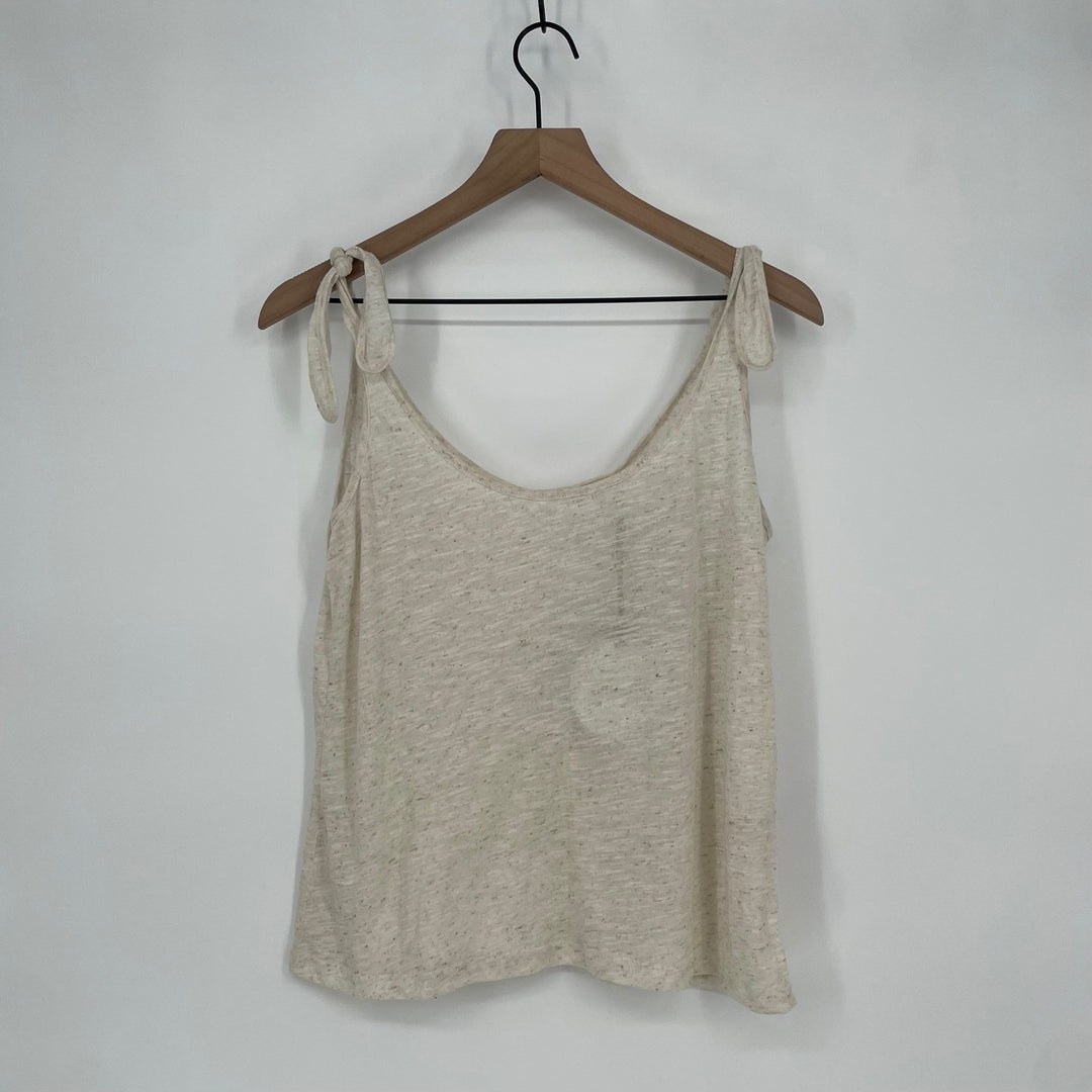 Line Dot Cream Speckled Tie Shoulder Tank Top M