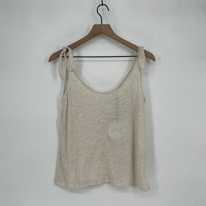 Line Dot Cream Speckled Tie Shoulder Tank Top M