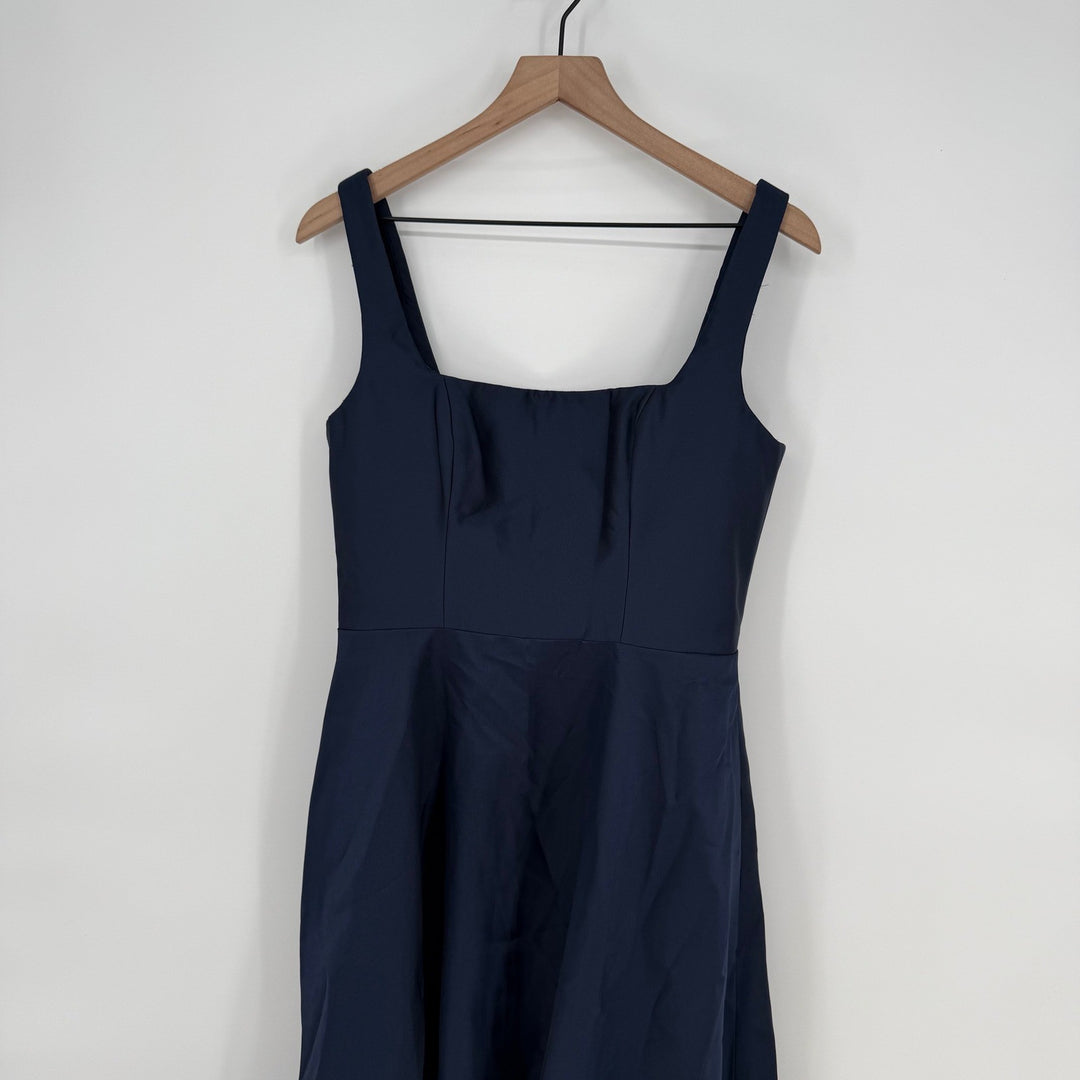 Dessy Collection Square-Neck Satin Maxi Dress With Full Skirt In Midnight Navy