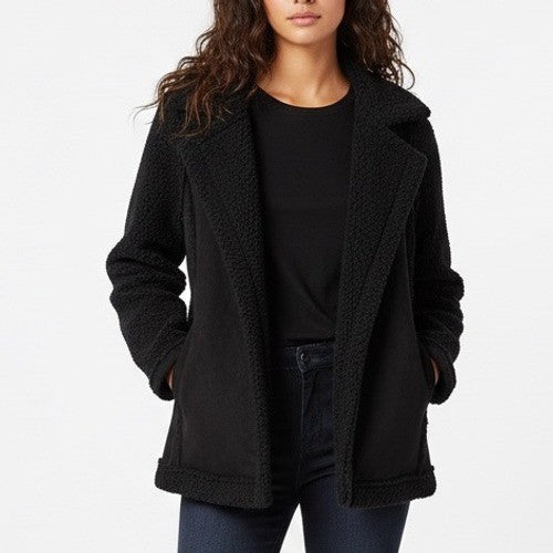 Caslon Black Faux Fur Suede Moto Jacket XS