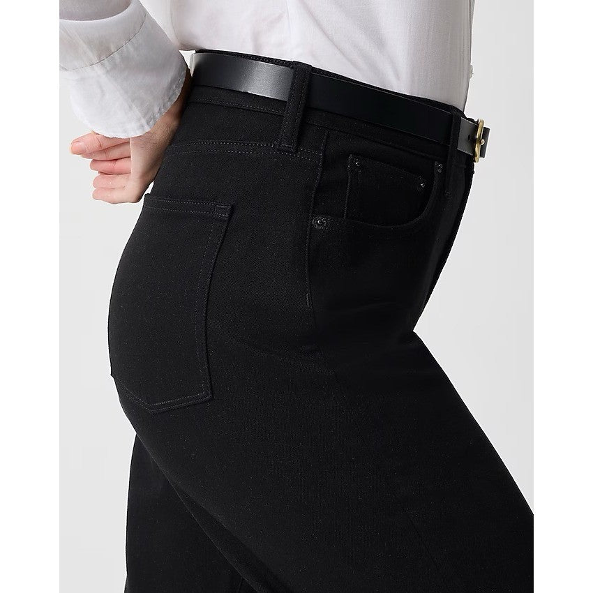 J Crew Curvy Mid-Rise Flare Crop Jeans Black Size 28P All-Day Stretch Denim