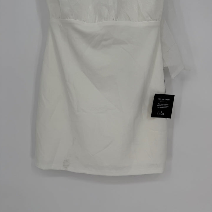 Lulus Simply Magnificent White Organza Halter Backless Mini Dress Size S