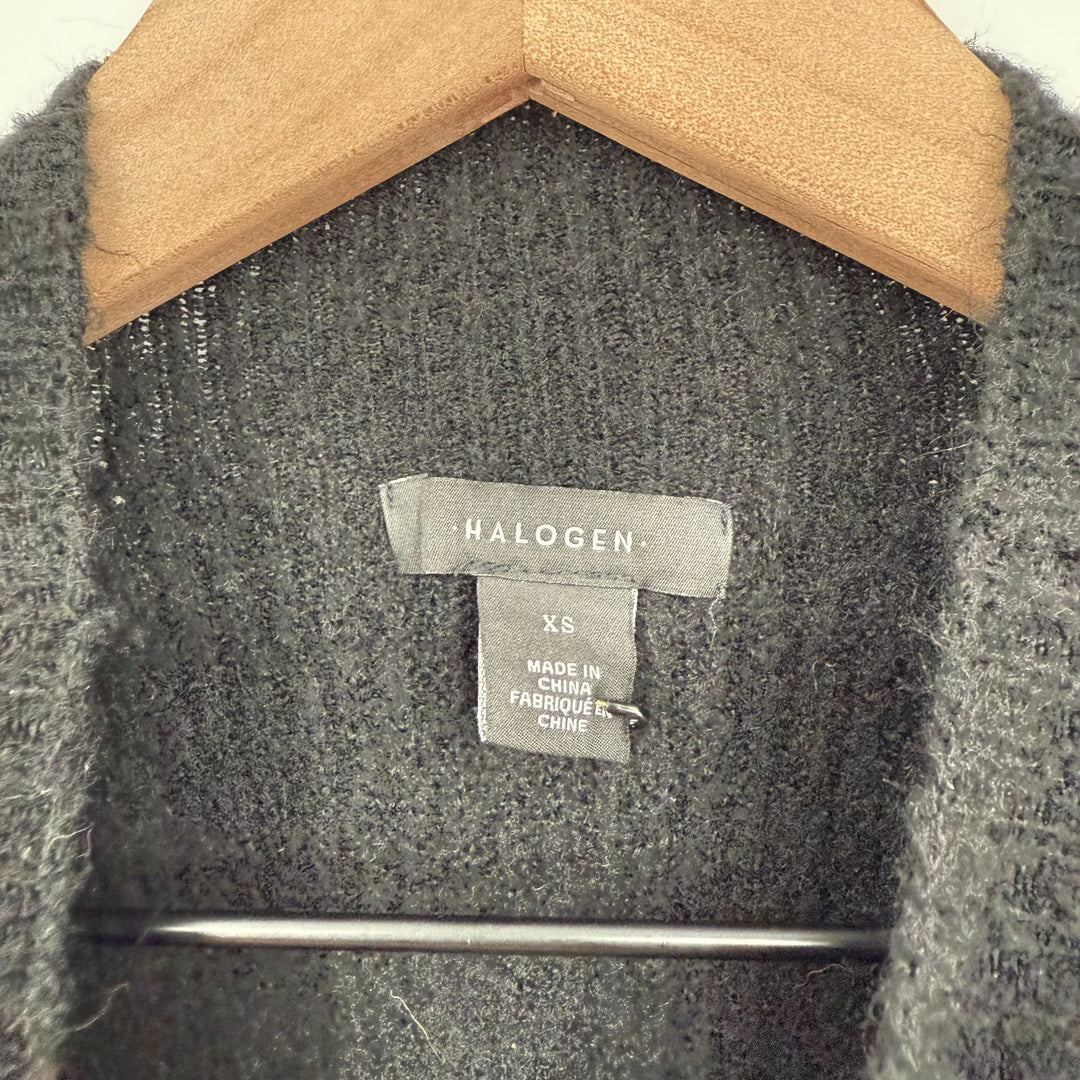 Nordstrom Halogen Sweater Womens XS Black Acrylic Stretch Super Soft Mock Neck