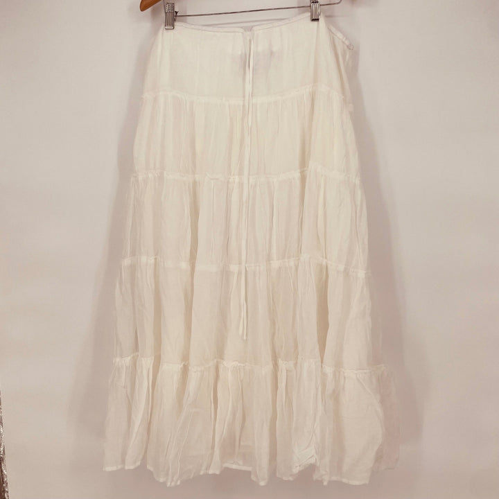 Lulus Sunset By The Sea White Embroidered Tiered Maxi Skirt Size XXL
