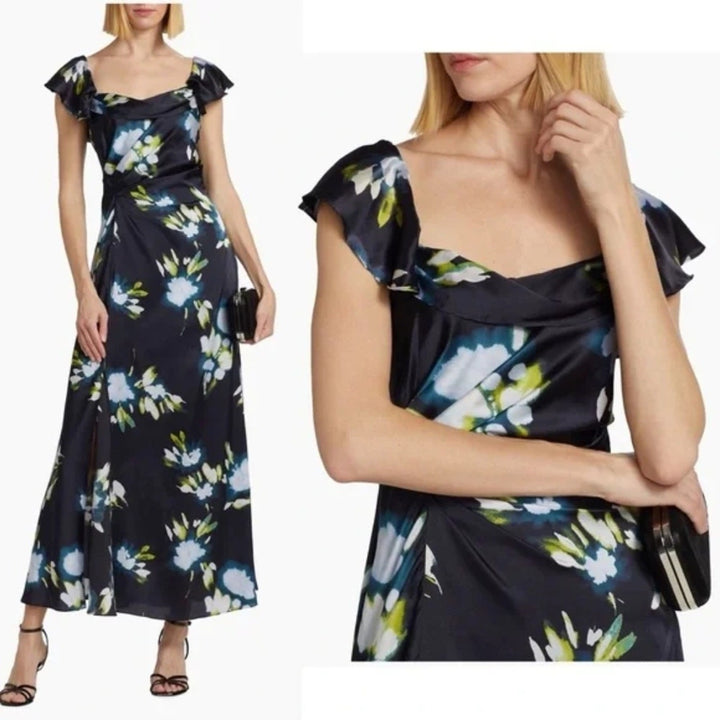 Tanya Taylor Luna Floral Gathered Maxi Dress Size 0