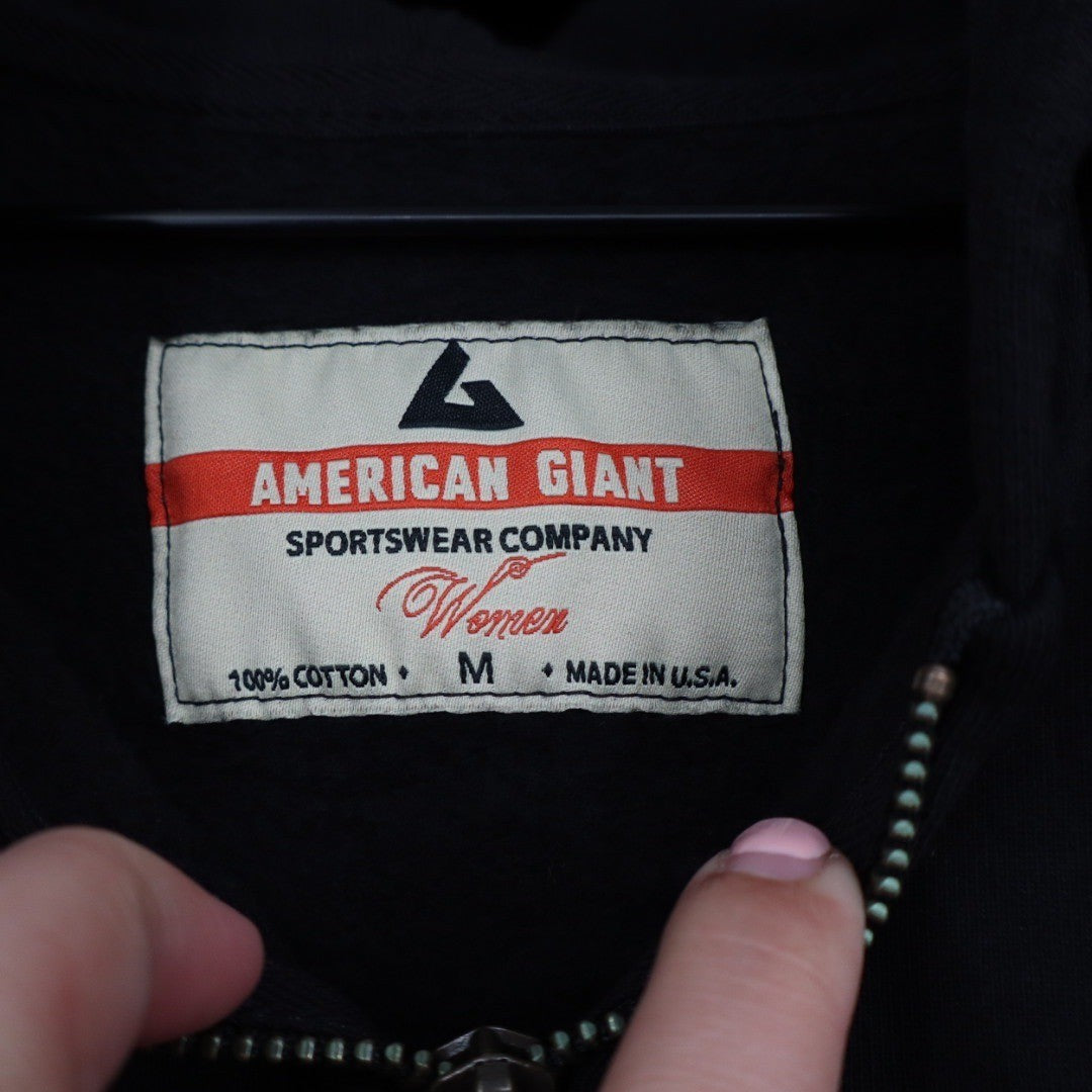 American Giant Women Black Cotton Full Zip Hoodie Sweatshirt Size M