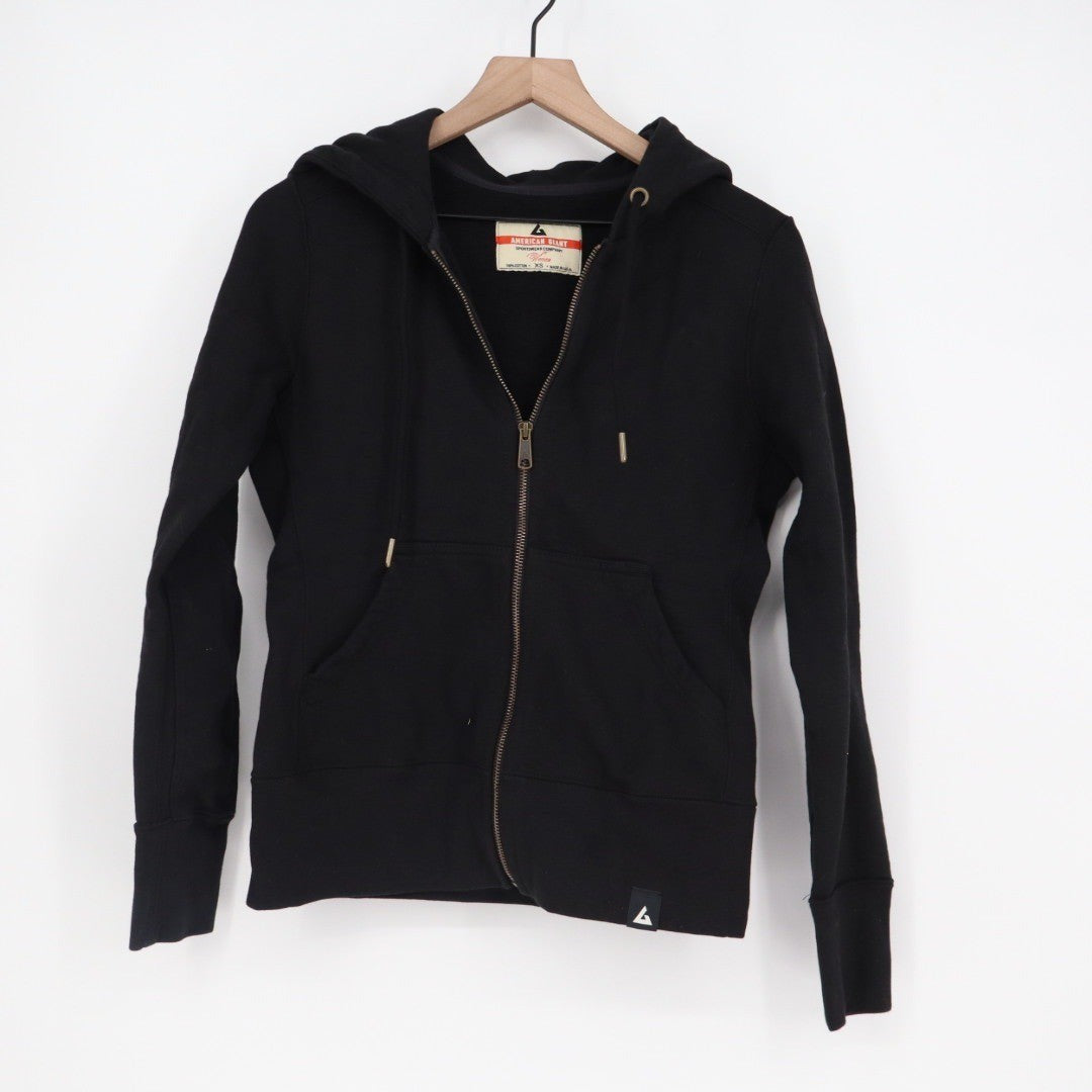 American Giant Womens Black Full Zip Hoodie Sweatshirt XS 100 Cotton Made in USA