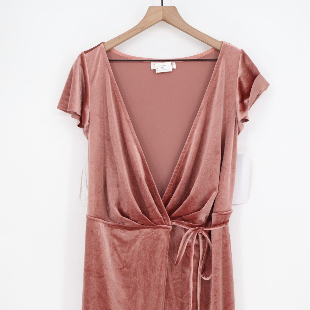 AFTER SIX Velvet Maxi Wrap Dress In Tawny Rose Size M