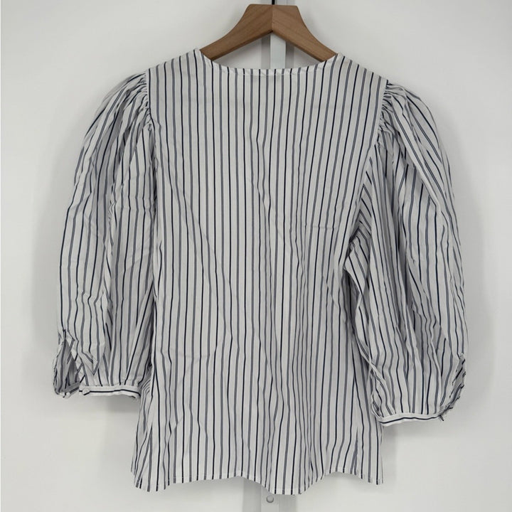 Madewell Puff-Sleeve Button-Up Top in Stripe Size 0