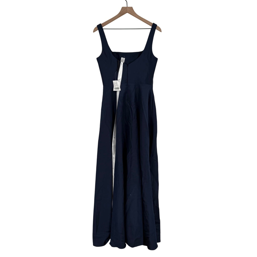 Dessy Collection Square-Neck Satin Maxi Dress With Full Skirt In Midnight Navy