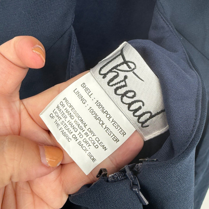 Thread Criss-Cross Cutout Back Maxi Dress With Front Slit In Midnight Navy