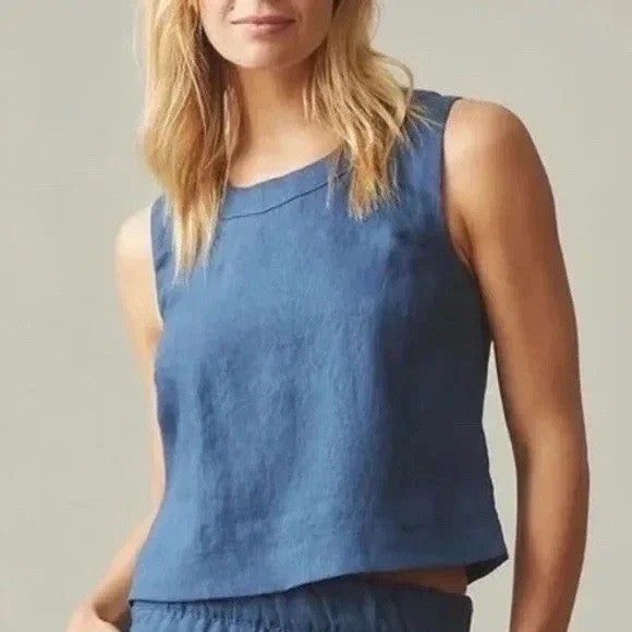 American Giant Linen Sleeveless Navy Blue Tank Top Size M