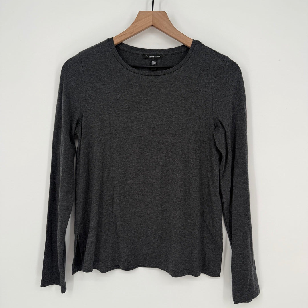 Eileen Fisher Long Sleeve T-Shirt Top Knit Casual Essential Grey Size XXS