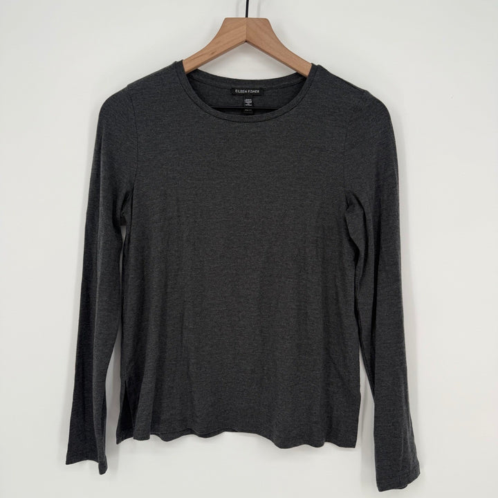 Eileen Fisher Long Sleeve T-Shirt Top Knit Casual Essential Grey Size XXS