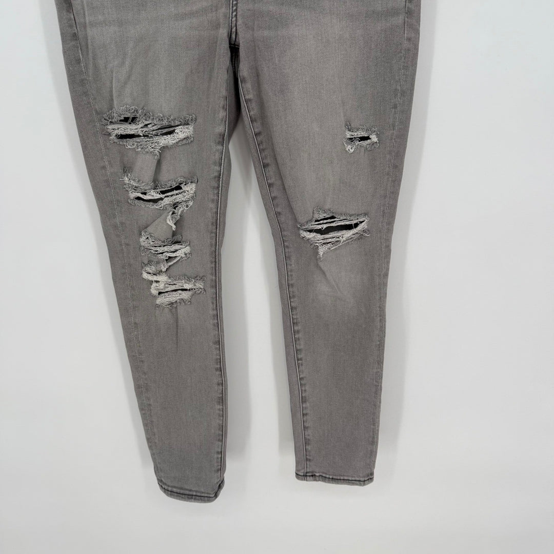 American Eagle Hi-Rise Jegging Gray Distressed Skinny Stretch Jeans Women Sz 12