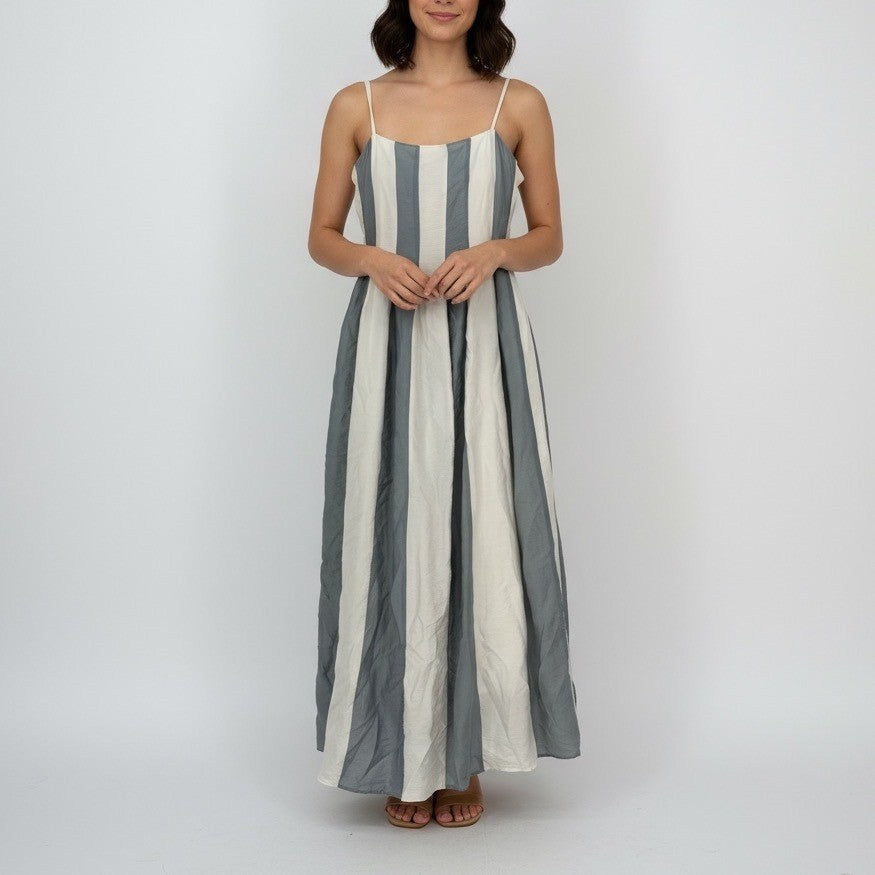 Madewell Pleated Midi Dress Linen Blend Overcast Size 0