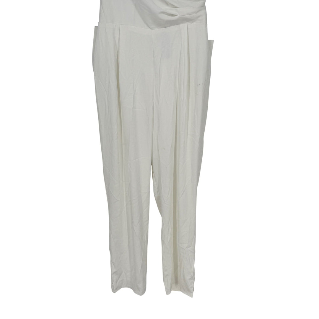Lulus Beloved Bliss Ivory Strapless Slim Leg Bow Jumpsuit Size L