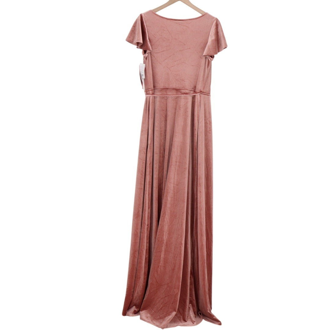 AFTER SIX Velvet Maxi Wrap Dress In Tawny Rose Size M