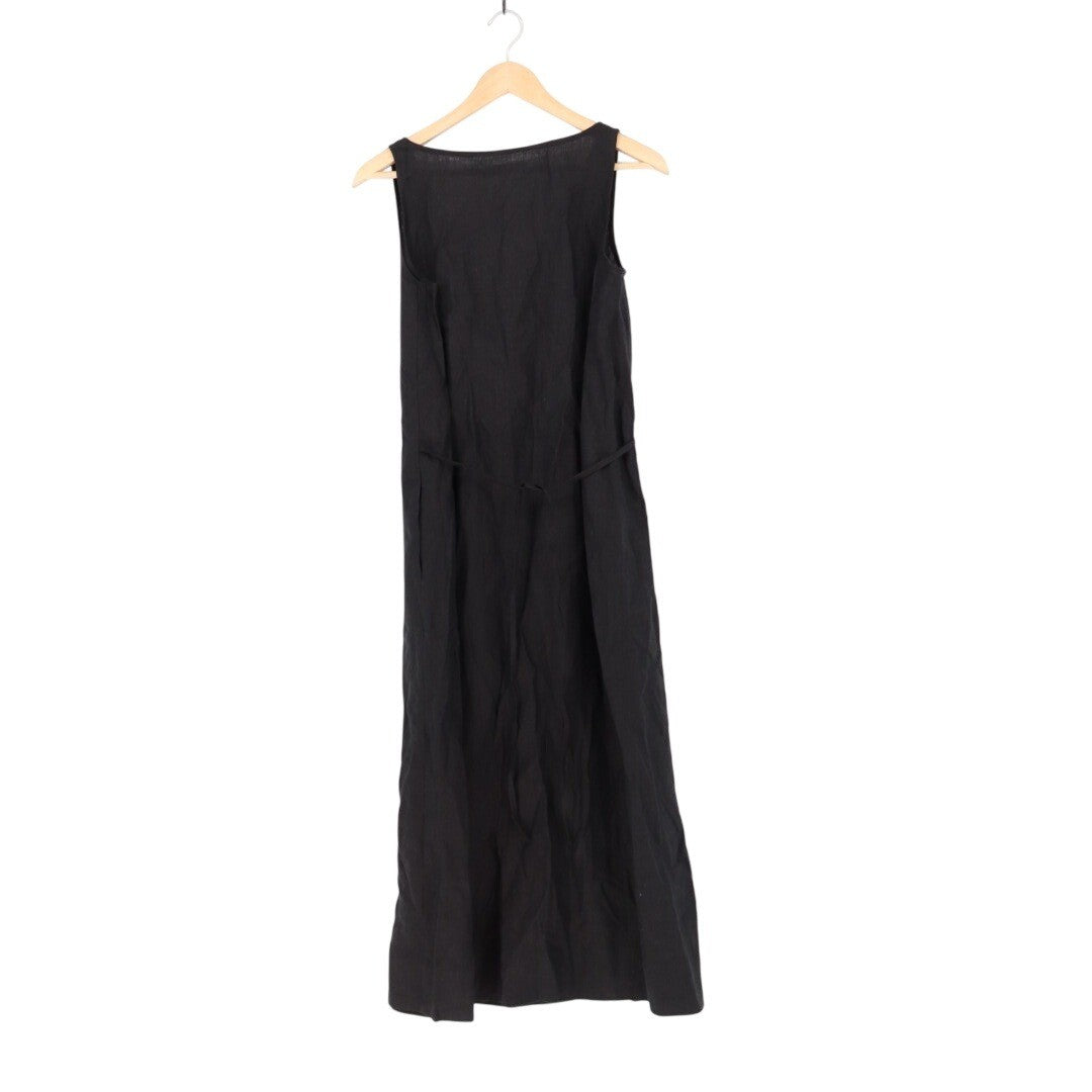 American Giant Black Linen V Neck Sleeveless Maxi Dress Size S