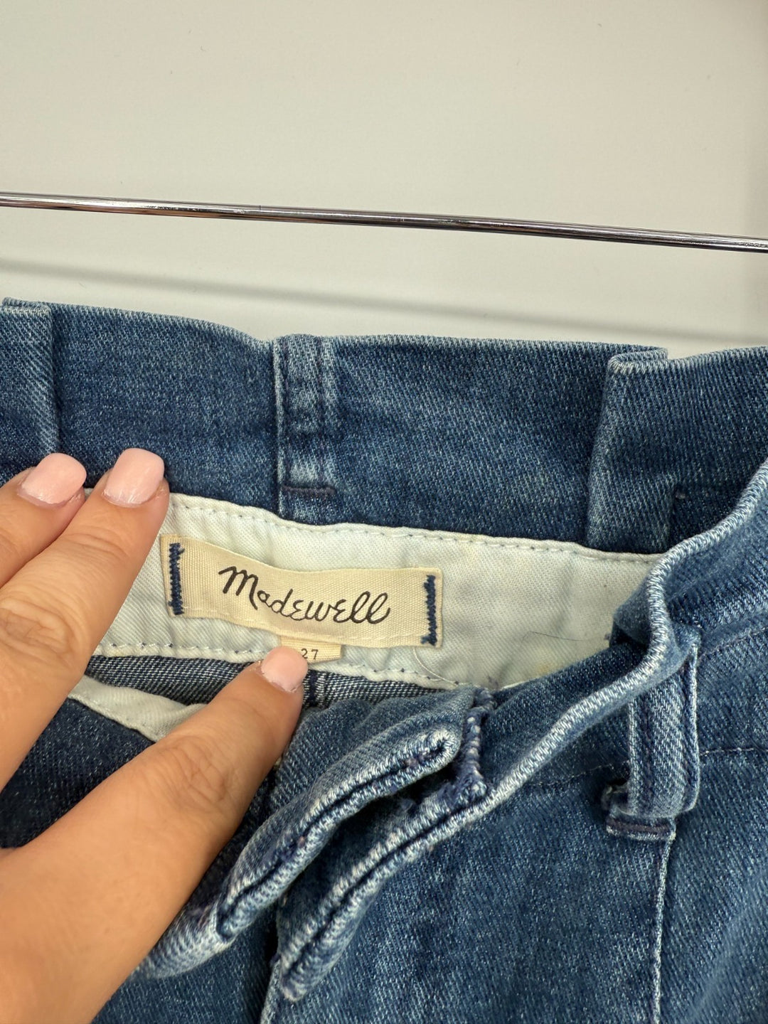 Madewell Jeans Womens 27 Blue Denim Pleated Cotton Stretch Pockets Wide Leg