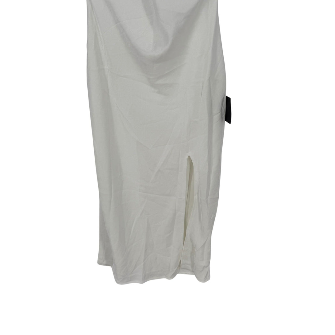 Lulus Beyond Classy White Satin Halter Midi Dress Size M